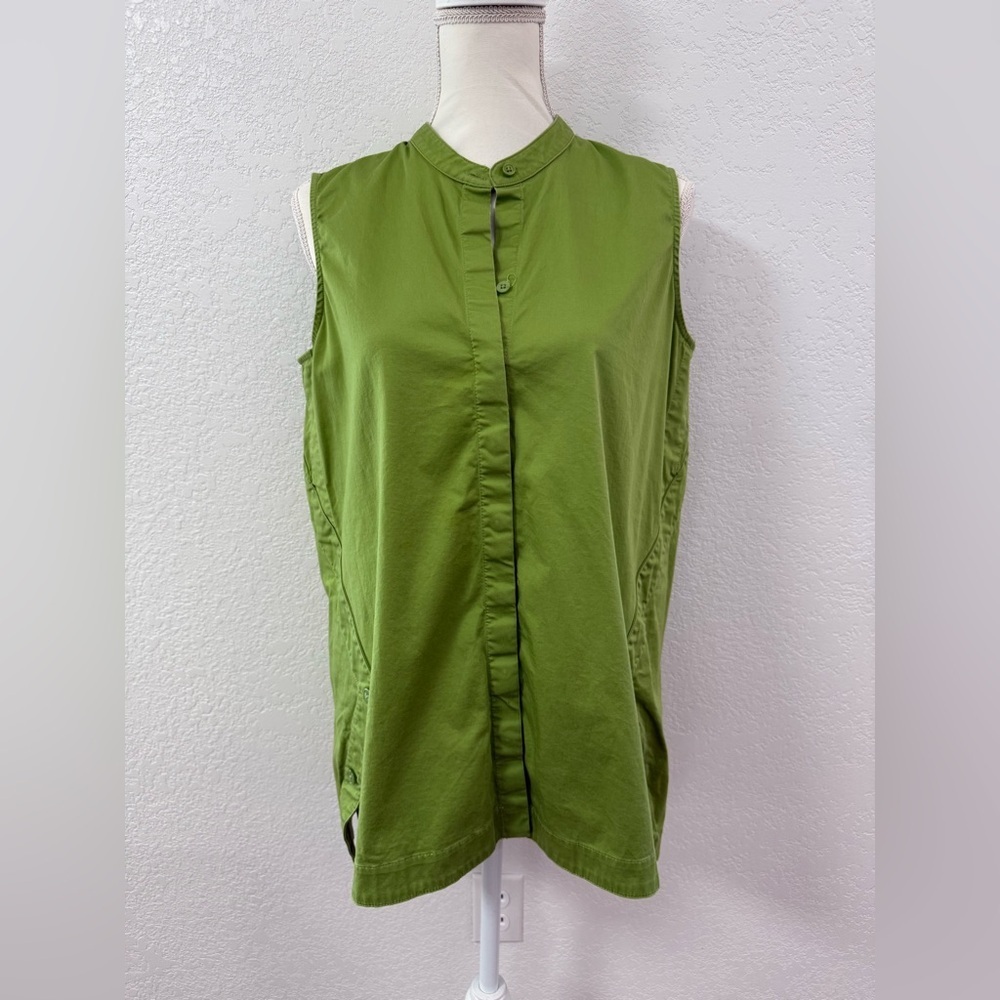 VISIÓN 155 Sleeveless Olive Green Button-Front 97% Cotton women Regular